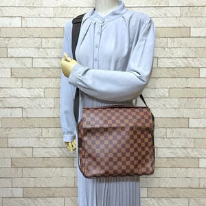 Louis Vuitton Canvas Damier Bag Brown Shoulder Naviglio